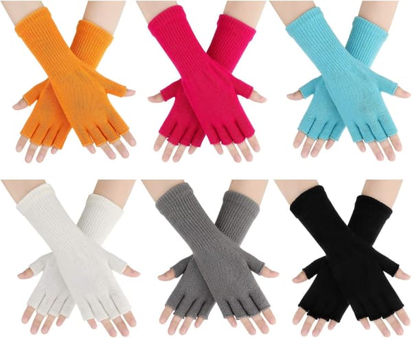 6 par unisex halvfingerhansker varme