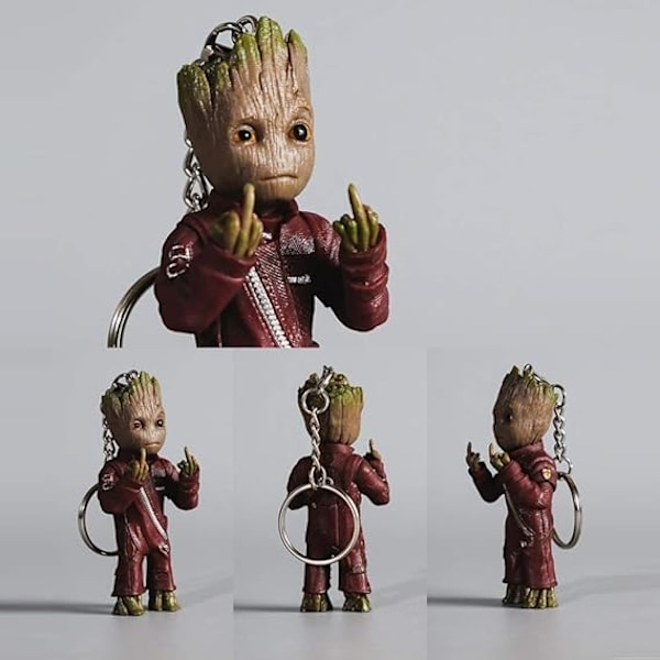 Baby Groot Figurer Nøkkelring Anheng Modell Barn Leker Tremann Nøkkelring Bil Hengedekor Nøkkelring Hjemme Ornament