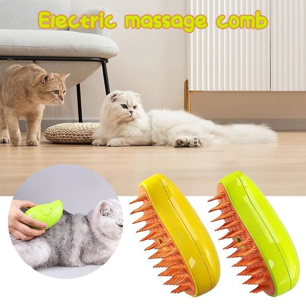 3-i-1 Cat Steam Borste, Självrengörande Steam Cat Brush, Cat Steam Brush Massage Green