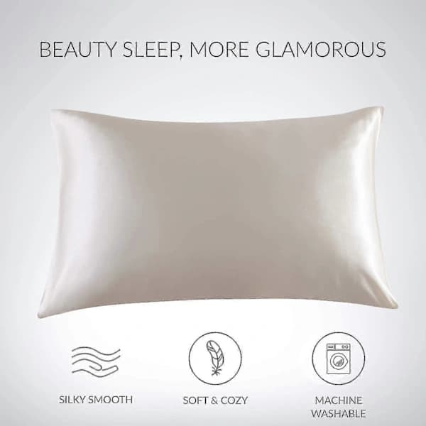2-pack Pillowcases - Satin Pillowcases, 50 x 91 cm, Beige