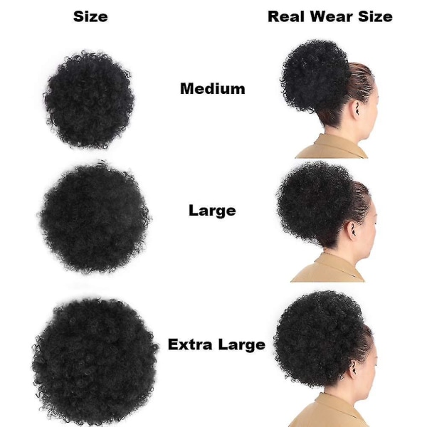 Afro Puff Snørehale Syntetisk Kort Afro Kinky Krøllet Afro Bun Extension Hårstykker Oppsett Hår Extensions