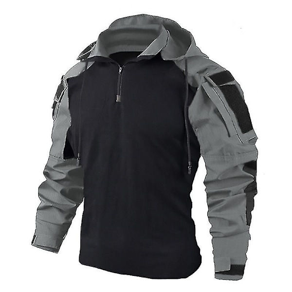 Herre Taktisk Skjorte US Camouflage Militær Kamp T-shirt Airsoft Paintball Camping Jagt Tøj Grey XL