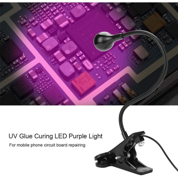 UV-liimakovetuslamppu, 3W USB UV LED -kynsienkuivaaja, UV-liimalamppu ultraviolettikovetus pidikkeellä matkapuhelimen ja piirilevyn korjaukseen