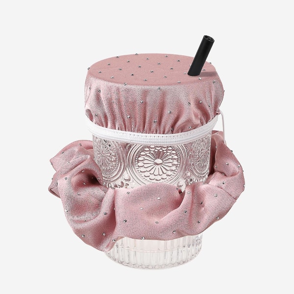 100% Ny Anti Spiking Drikkedeksel for Kopper Glass Hår & Håndledd Scrunchie Beskytt Deg Selv Pink