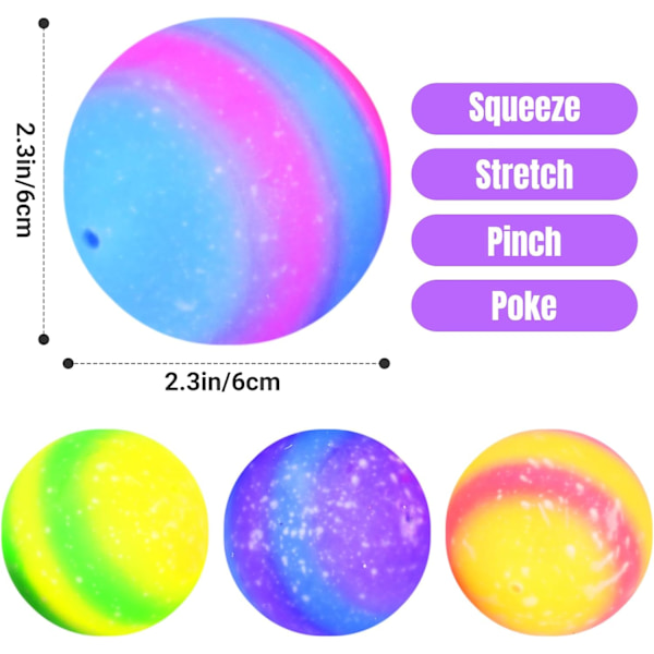 Stressballer for voksne og barn, 4 stk fargerike sensoriske baller for angst stressavlastning Squishy Fidget Ball Squeeze Ball