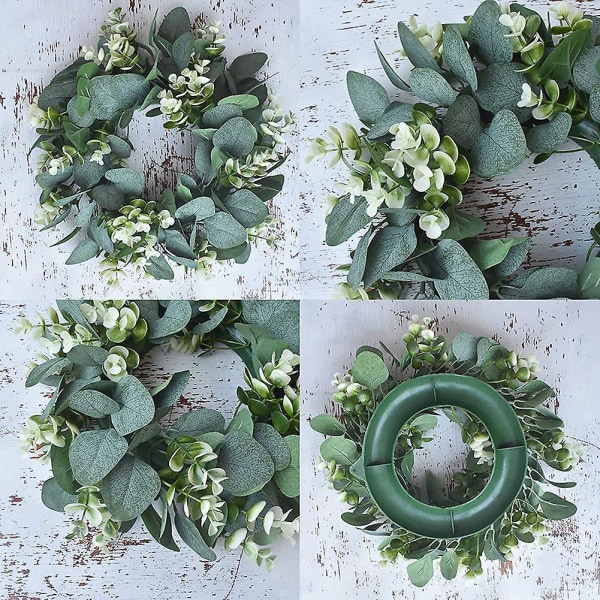 Grön Eucalyptus Krans Rund Krans Konstgjord Krans Gårdshus Krans För Dörr Vägg, 12 tum/st Green