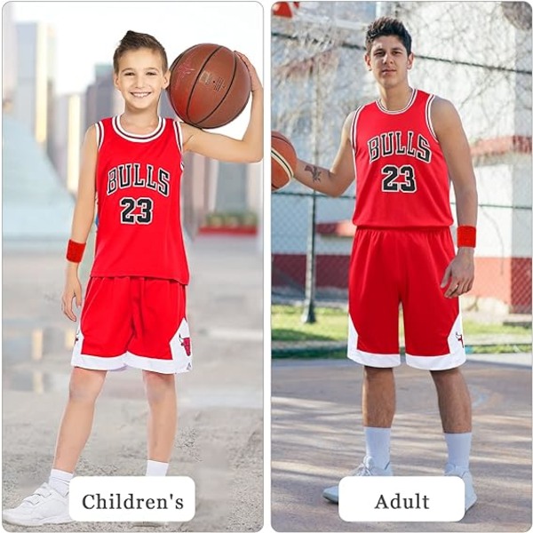Baskettröjor, basketkläder för barn, basketväst för barn och basketshorts för barn Röda, No.24 ärmlös baskettröja för barn Vuxen，L
