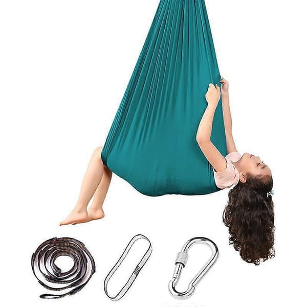 Elastisk Yoga Hängmatta Gunga för Barn Sensorisk Terapi Snuggle Gunga Mys Autism Dark Green 280x100CM
