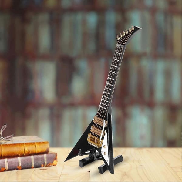 Elektrisk Guitar Model Sort Mini Musikinstrumenter Samling Gavepynt 14cm