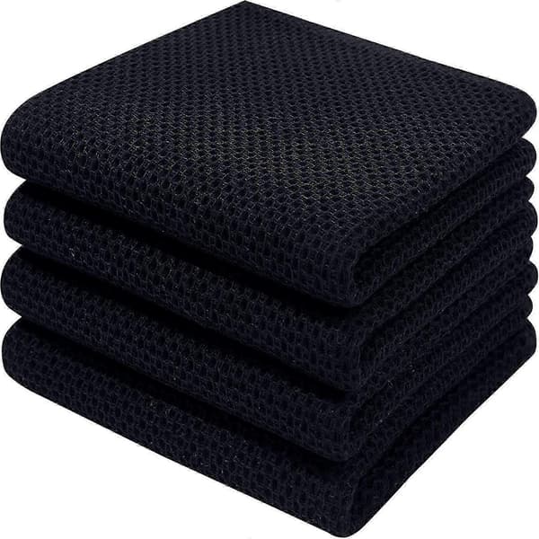 6-pack Premium 100% Bomull Frotté Diskhanddukar, Superabsorberande Disktrasor med Hängögla Black 34*73cm