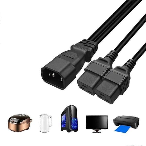 Profesjonell PDU Strømadapter Splitter C14 TIL 2xC19 Splitter Strømkabel
