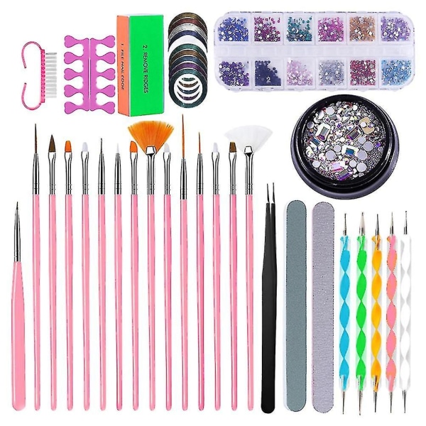 1 Set Complete Manicures Tool Kit Nail File Manicure Pen Set Professional Nail File Brush Kit Colore