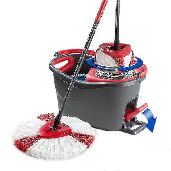 Revolutionerende Turbo EasyWring Mikrofiber Spinmoppe, Power Spinner Sikrer Problemfri Gulvrengøring, Rød, 2 Stk.