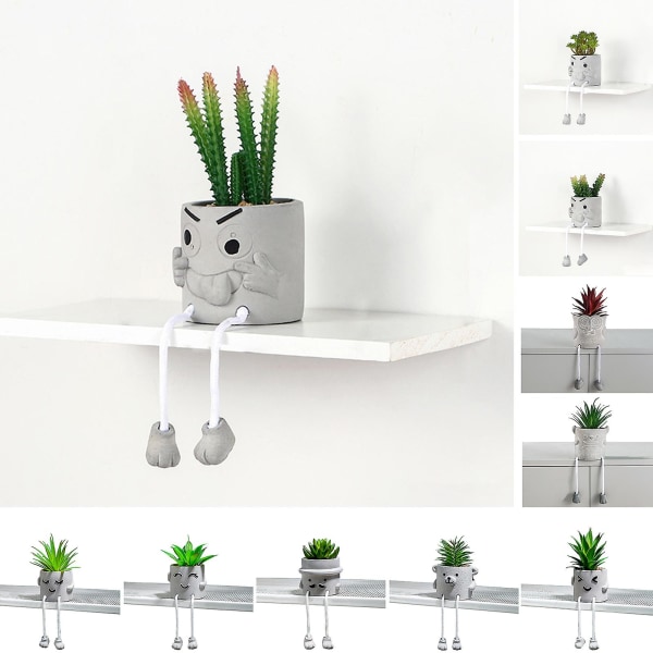 Artificial Bonsai Fake Plant Eucalyptus Potted Plant Cartoon Appearance Long Legs Simulated Succulent Plant Indoor Outdoor Home Decoration Tianyuhe A