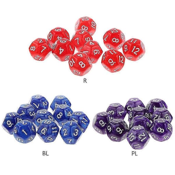 10st 12-sidiga tärningar D12 Polyhedral tärningar Familjefest RPG Brädspelstillbehör