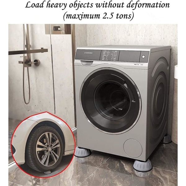 Anti-vibrationspuder til vaskemaskine - sæt med 4 støjreduktion