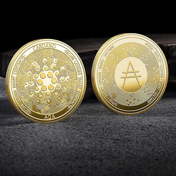 Forgyldt Cardano Ada Coin Kryptovaluta Fysisk Samling Metal Mønt Gold