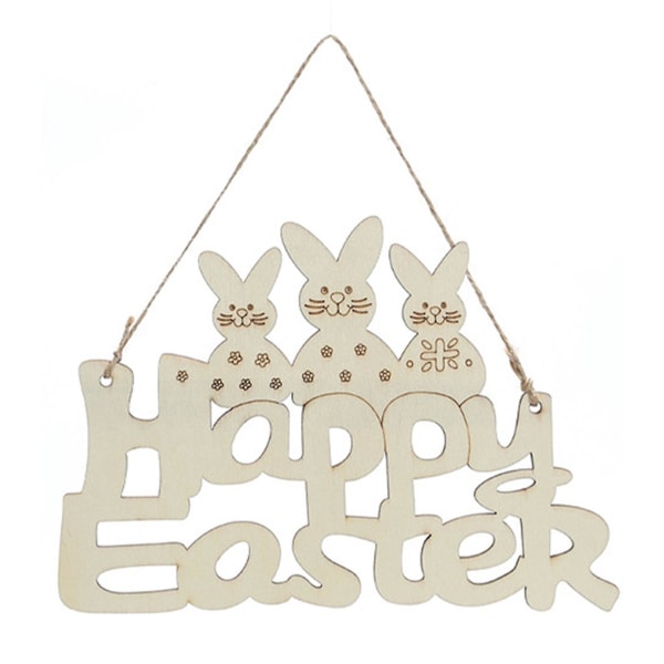 Hänge dekorativt kaninmönster trä påskhare kaninhänge för påskgåvor 1