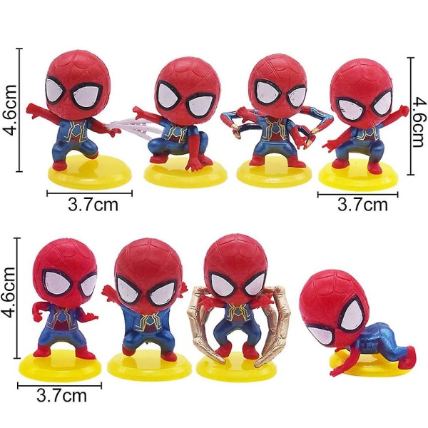 8 st Spider-man Mini Figurer Leksaker Superhjälte Tema Tårtdekorationer Fest Dekorationer Leveranser Hem Dekorationer Gåvor