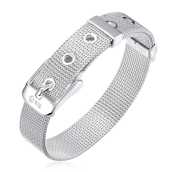 925 Sterlinghopea 10MM Mesh-rannekoru Bangle Naisille Miehille Lahja Korut Grey XXL