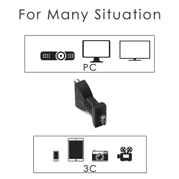 HDMI-kompatibel hann til 3 RCA hunn kompositt AV lyd- og videoadapterkonverterer for TV black 16L