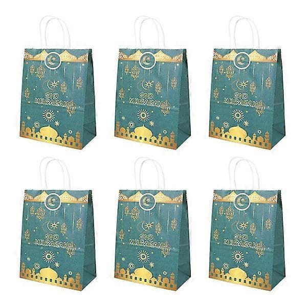 6 st Eid Mubarak Papperspåsar Presentförpackningar STIL 1
