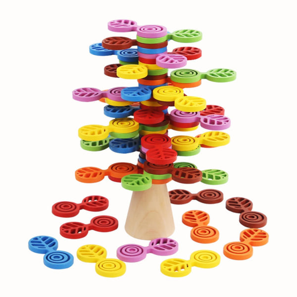 1 set Baby Pedagogiska leksaker Stapelbara färgade träd Träklossar Gör-det-själv monteringsleksak Early Learning Hjärnspel Barnpusselleksaker