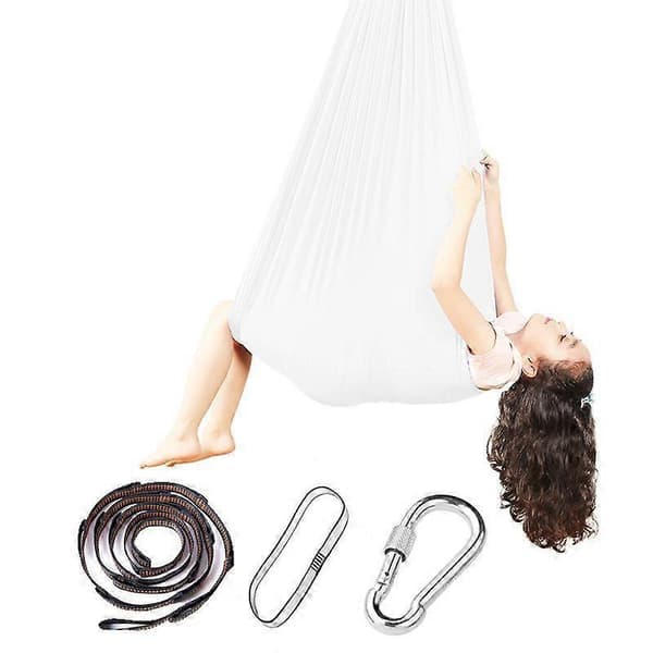 Elastisk Yoga Hängmatta Gunga för Barn Sensorisk Terapi Snuggle Gunga Mys Autism White 280x150CM