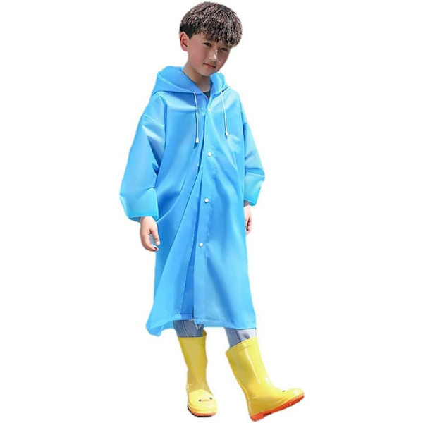 Barnregnponchos, Vattentät Regnponcho för Barn, Bärbar Återanvändbar Regnrock för Skola, Camping, Nödlägesbarn lämplig för 100-140CM blå