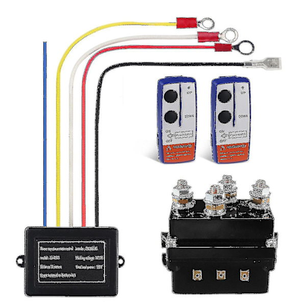 12V 250A Vinsch Fjärrkontroll Kontaktor Vinsch Kontroll Solenoid Relä Dubbel Trådlös Fjärrkontroll Kit Bil Motorcykel Off Road Tillbehör