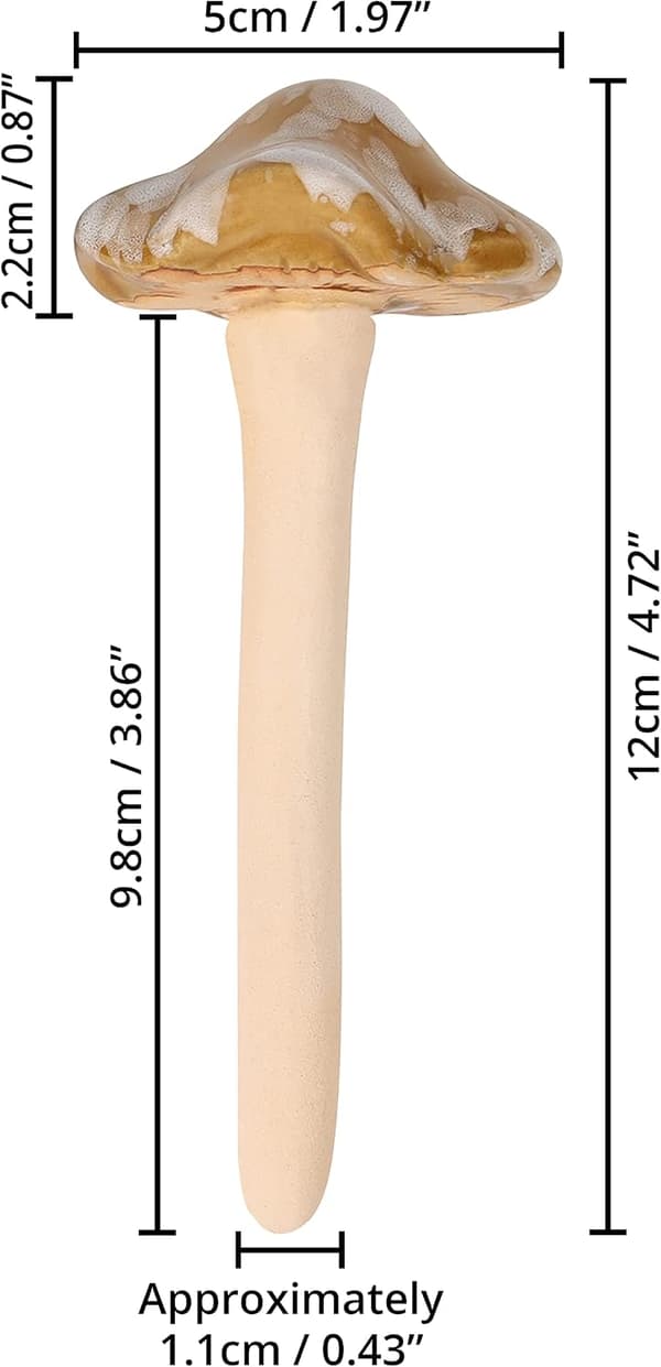 Dekorative hage-sopper i keramikk (sett med 8) - 5 x 12 cm - Mushr