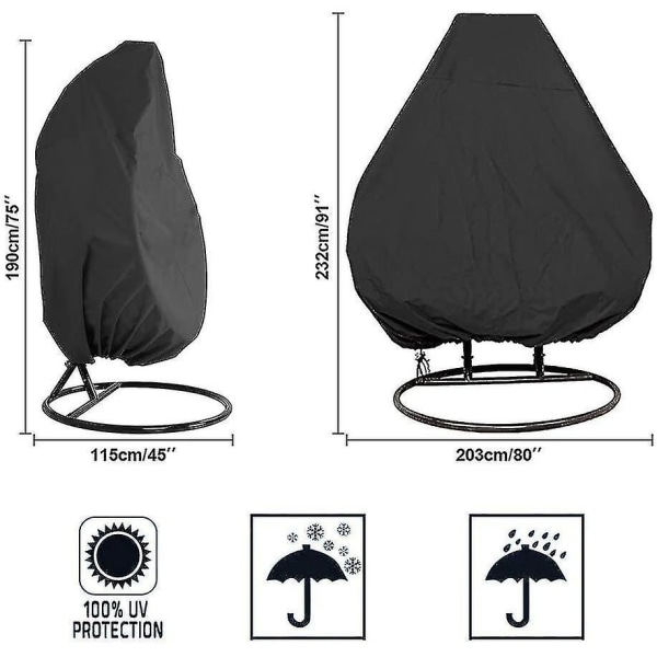 Beskyttende trekk for hengekøyestol med Oxford-glidelås 190 x 115 cm Vanntett beskyttende trekk for hage- og utemøbler 190 x 115 cm -