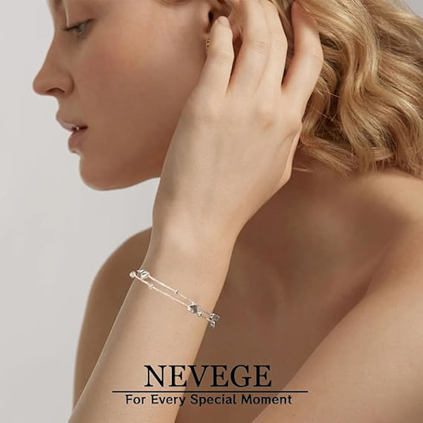 Stjärnkärlek Hjärta Silver Armband för Kvinnor Justerbart Sterling Silver Armband med Inspirationskort Silver Armband för Kvinnor Flickor