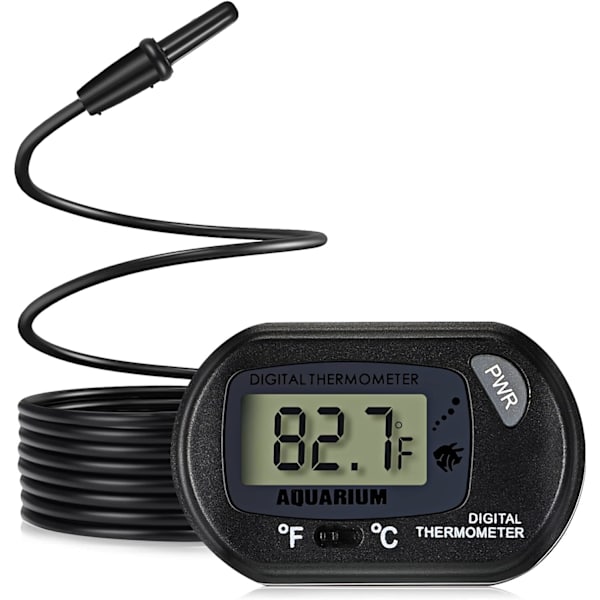 Akvarie Termometer Digital LCD Vandtermometer med Probe og Sugeskål Vandtemperatur Termometer til Fisketank Akvarium