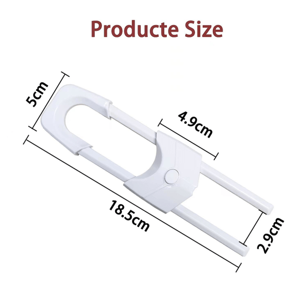 Sikkerhetsskapslåser for barnesikring - Justerbare U-formede låser for skuff, kjøleskap, skap (2-pakning)