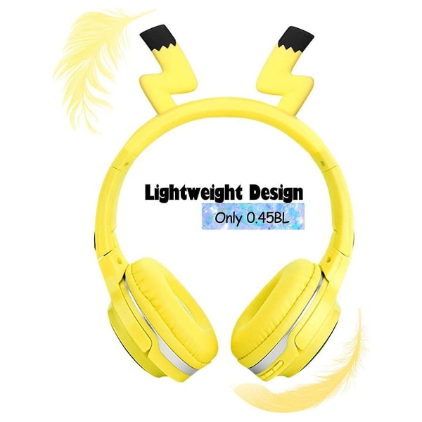 Trådløse Bluetooth-hodetelefoner for barn, Søte Over Ear-hodetelefoner med mikrofon, trådløse hodetelefoner for yellow