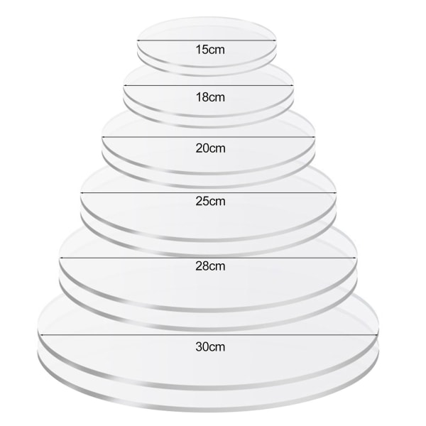 2 kpl akryylikakkulevyt tarttumattomat kestävät monipuoliset läpinäkyvät pyöreät voikermakakkulevyt kakun tarjoiluun Tianyuhe 15cm