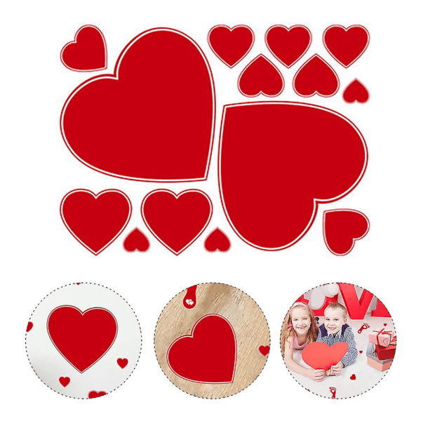 1 ark Valentine Gulvklistremerker Rød Kjærlighetsformede dekaler Romantiske hjerteklistremerker Rød Red 40.00X30.00X0.01CM