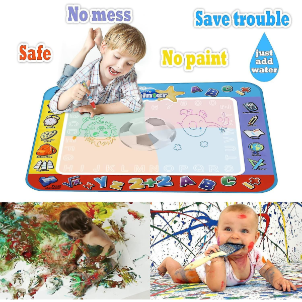 Målarmatta,barnleksaker Stor vattenmålningsmatta,småbarn Doodle Pad med 4 färger,presenter till flickor Pojkar ålder 3 4 5+ år gammal,4 pennor, molds och B