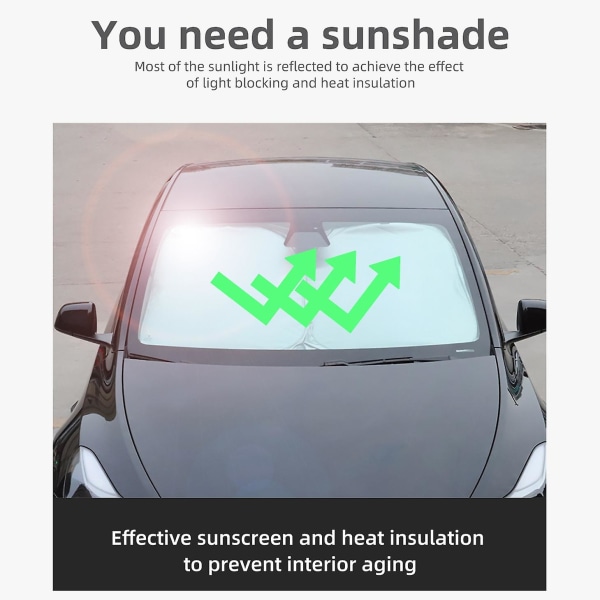 Solskydd skräddarsydd för Tesla Model Y 2021 Bil fram och bak vindruta E
