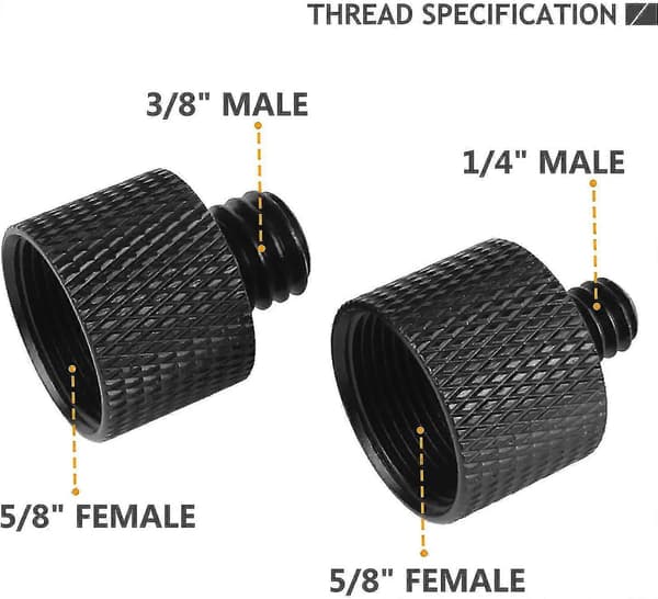 Mikrotrådskrueadapter 5/8 til 1/4 adapter og 5/8 til 3/8 adapter Happy H