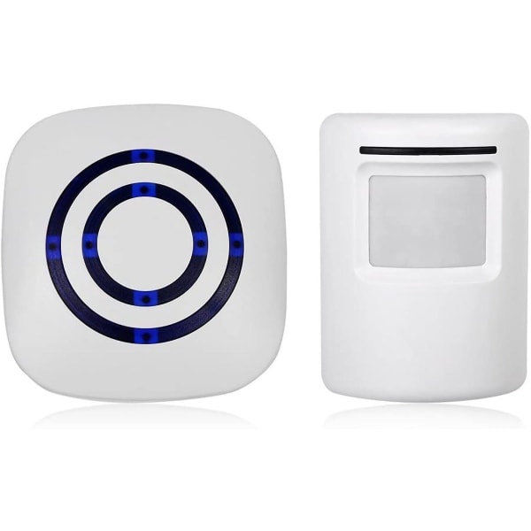 Larm/dörrklocka med induktion, med rörelsedetektor, power utan batteri, med mottagare och sensorer, Eu-kontakt (vit)