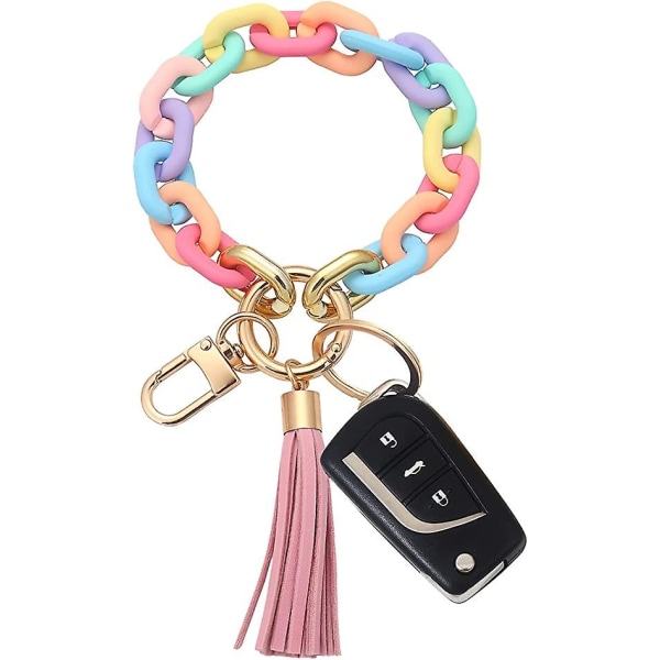 Wabjtam Chunky Chain Link Armbånd Nøkkelring Akryl Bangle Nøkkelring Armbånd Nøkkelring Søt Boho Modern Car Keychain Holder