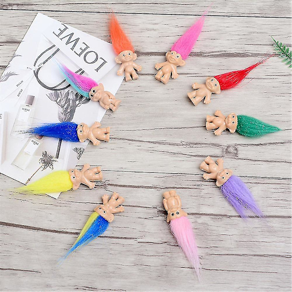 10 kpl/setti Mini Troll Nukkeja, Pvc Vintage Trolleja Onnen Nukke Mini Toimintahahmot Kakunkoristeet Kromaattinen Ihastuttava Söpö Pieni Kaveri Kokoelma, Juhlapuolue