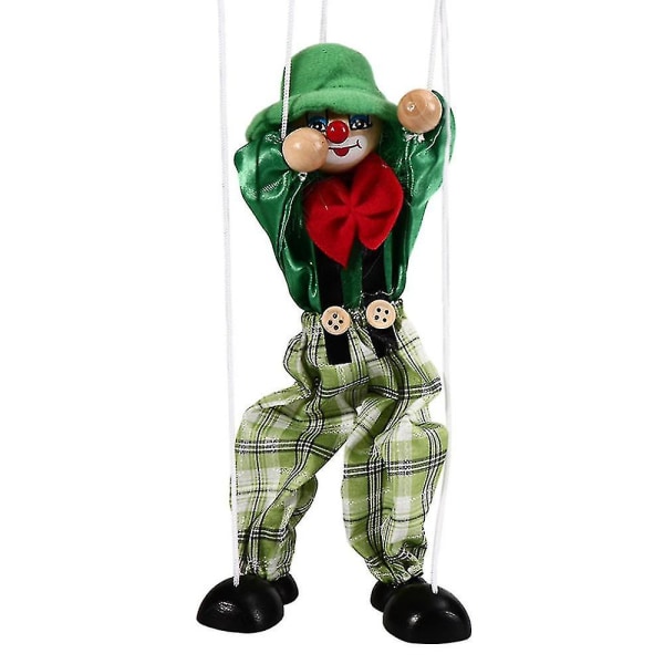Klovnikäsi Marionette-nukkelelut Lasten puiset värikkäät marionette-nukkenukke Interaktiiviset vanhemman ja lapsen lelut Green