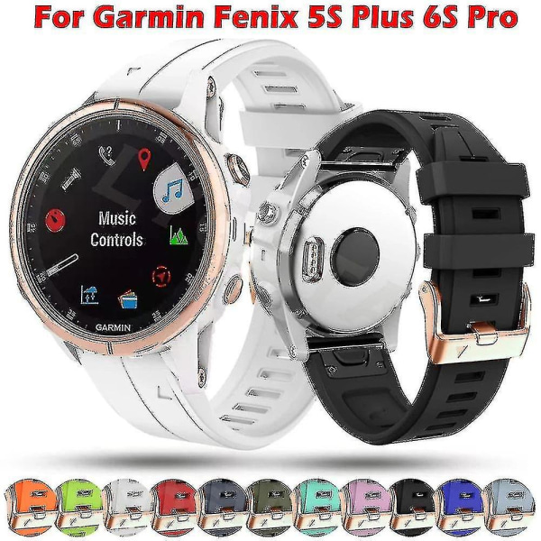 Reservedelerem til Garmin Fenix 5s Plus 6s Pro, 20mm Silikon Smartwatch Rem Black