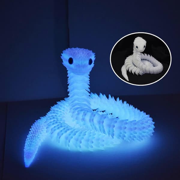 3D-printad ormfigur med rörliga leder, ormfigur som lyser i mörkret, ledad djurmodellleksak 60cm