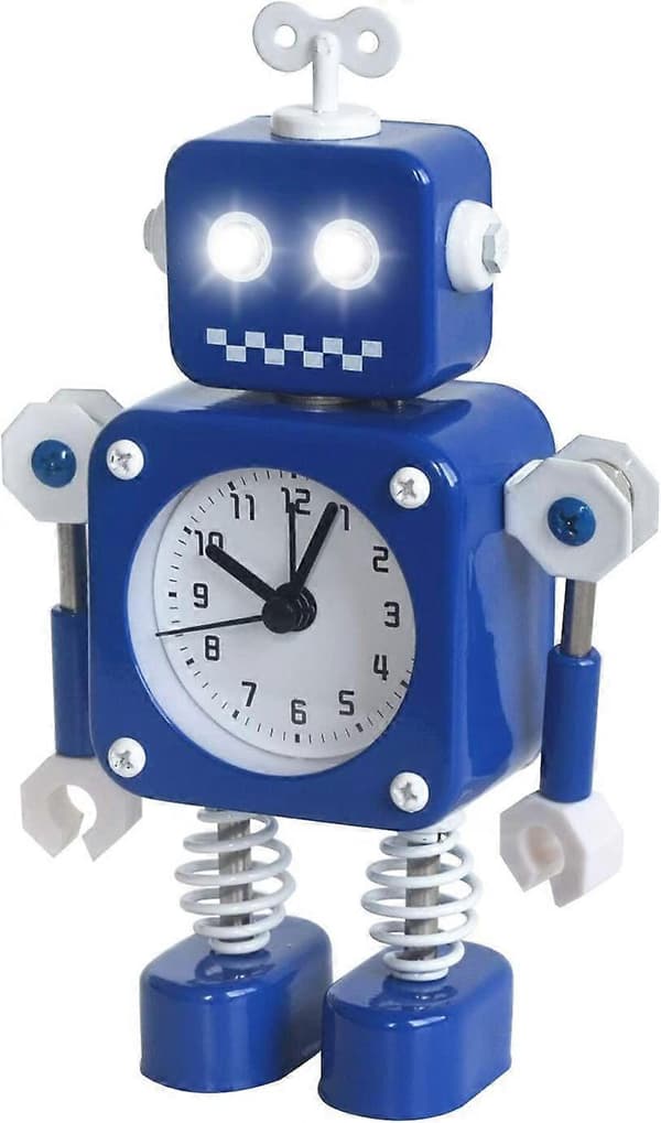 Robot Vækkeur Uden Tikkende Lyd (Blå)
