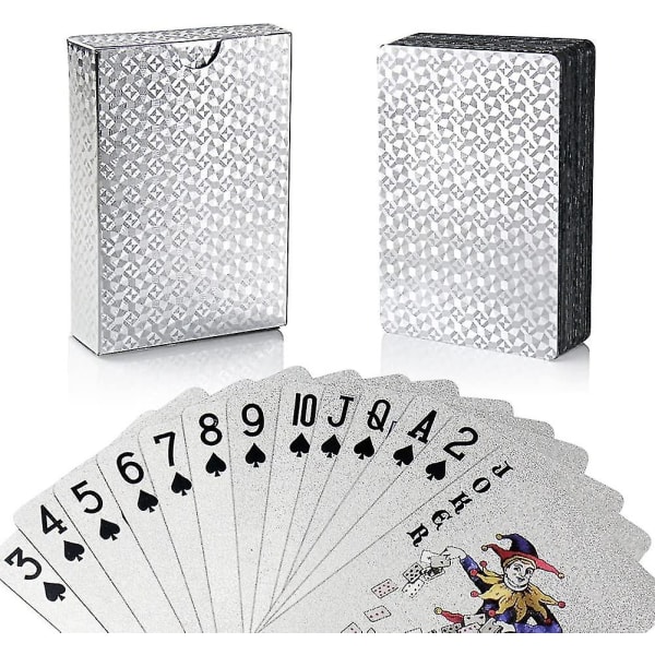 Sølvfolie pokerspillekort, vandtæt pokerkort med gaveæske, perfekt til fest og spil