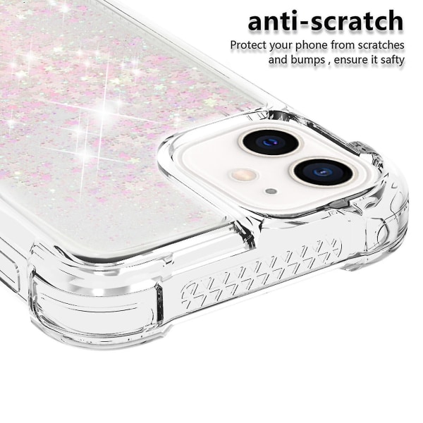 Iphone 12 Mini Cover Glitter Flydende Transparent Glimmer Skinnende Bling Krystalklar Flydende Kviksand Cover Tpu Silikon - Lys Rød